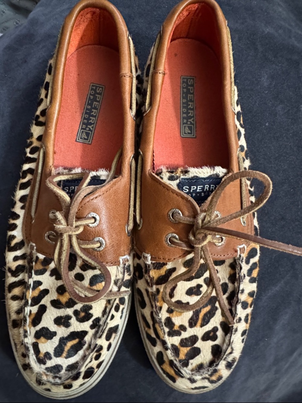 Sperry Leopard Print Slip-On Topsiders with Tan Accents
